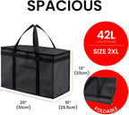 NZ home XXL Insulated Cooler Bag and Food Warmer for Delivery & Grocery Shopping with Zippered Top, Black (1 pack)