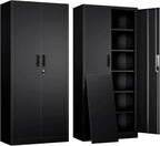 Metal Storage Cabinet, 71 Inch Tall Metal Storage Cabinet with Doors and Shelves, Pantry Cabinets for Kitchen Storage, Garage Cabinet for Living, Dining Room, Assemble Required