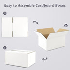 Frametory 8x6x4 Pack of 25 Corrugated Cardboard Packing Shipping Mailing Moving Carton Boxes, White