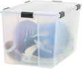 IRIS USA 156 Qt Storage Box with Gasket Seal Lid, BPA-Free, Made in USA - Heavy Duty Moving Containers with Tight Latch, Weather Proof Tote Bin, WEATHERPRO - Clear/Black