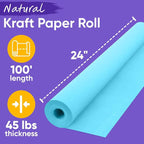 USA Made 24" x 1200" Light Blue Paper Roll, 45 lbs Thickness, American Quality Colored Kraft Paper Roll for Bulletin Board, Arts & Crafts, School Projects - Non-Toxic, Odorless, Safe