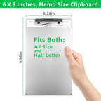 Sunnyclip Aluminum Clipboard with Storage(Memo Size), Recycled Metal Form Holder Binder Fits Paper Size up to 5.66 x 9.5 inches, A5 Size