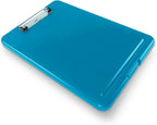 Clipboard with Storage Slim Folding for Nursing, Teachers, Coaches & Office, Plastic Heavy Duty with Pen Holder (9.5” x 13.5”) (Blue)
