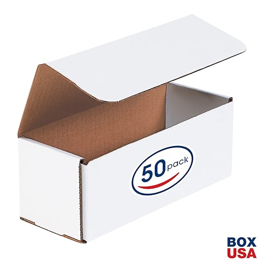 Box USA BM833 8"L x 3"W x 3"H, White (Pack of 50)
