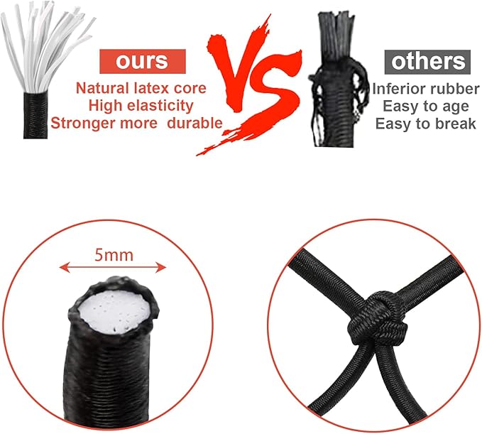 Cargo Net Motorcycle Fuel Tank Net Natural Latex Core, 15"x 15" Extends to 30"x 30" with 2"x 2" Mesh for Motorcycle Helmets, Bikes, ATVs, UTVs, Luggage (Black, 1 Pack)