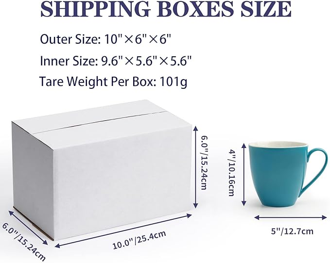 Small Shipping Boxes 10x6x6 Inch set of 40, White Corrugated Cardboard Boxes for Small Business, Mailing, Moving and Storage
