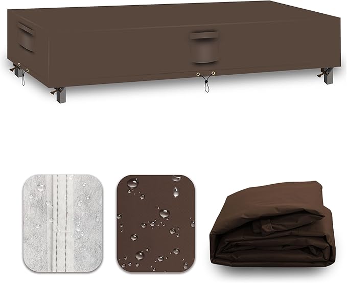 Heavy Duty Patio Furniture Covers Waterproof, 600D Outdoor Furniture Cover Waterproof for Sectional Sofa Couch, Outdoor Dining Table and Chair Set Covers 138''L x 102''W x 32''H, Brown