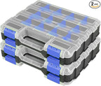 Hardware Organizer Box 34 Compartments Small Parts Organizer with Removable Dividers Durable Plastic Double Side Tools Box Screw Organizers For Nuts, Bolts, Screws, Nails 2Pack