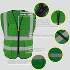 HYCOPROT High Visibility Mesh Safety Reflective Vest with Pockets and Zipper, Meets ANSI/ISEA Standards