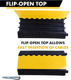 Kable Kontrol Atlas Heavy Duty Cable Protector Ramp - 3 Channel Bulk Wholesale Pallet - 30 Pcs - 36” Long Black & Yellow – 44000 Lbs Capacity - Rubber Speed Bump Wire Protector Cord Cover – CP9986
