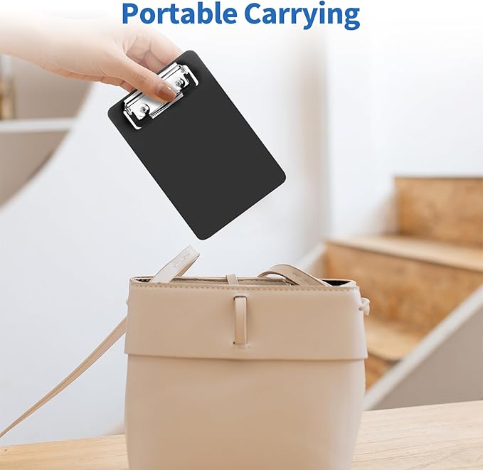 6 PCS MiNi Clipboard，Pretty Cute Small Clipboards 4×6 Inch A6 for Classrooms, Offices, Restaurants, Doctor Offices - (Black)