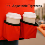 Insulated Food Delivery Bag with 4 Cup Holder, with Bottom, XXX-Large Insulated Grocery Bags with Zippered Top, Cooler Bags with Drink Carrier, Food Carrier Catering Bag,Red
