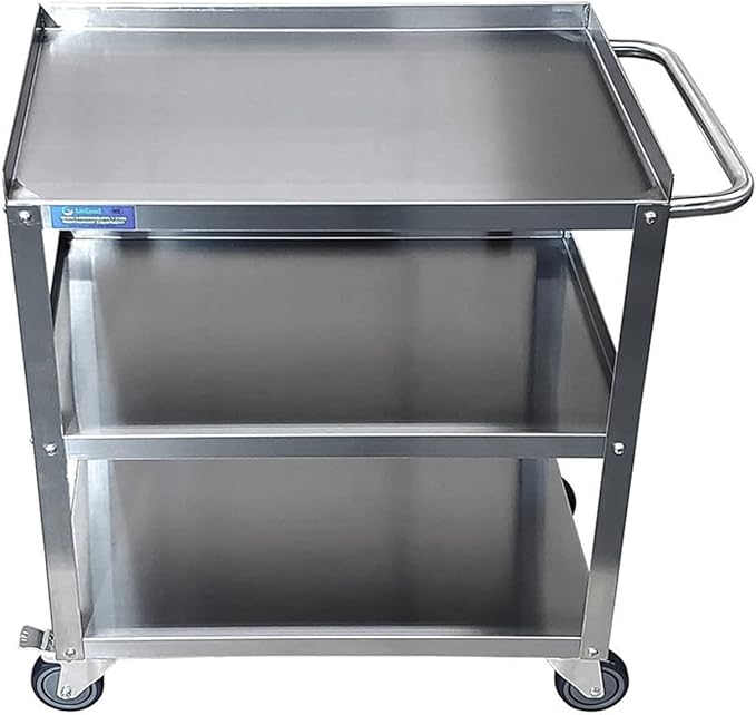 18 in. Wide X 28 in. Long X 33 in High | 3 Shelf Metal Utility Cart on Wheels with Handle