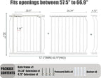 Extra Wide Baby Gate - 62-67 Inch Tension Mounted Safety Child & Pet Gate - White Metal - Walk Through - Long - for House Doorways & Stairs