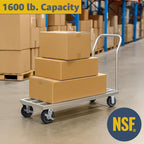 20" x 60" Mobile Aluminum Dunnage Rack - 1600 lb. Capacity, Heavy-Duty Rolling Storage Platform with Handle and Casters, NSF Certified Aluminum Rack for Kitchen, Warehouse, Food Storage