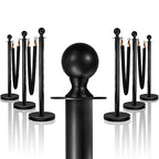 6PCS Black Stanchions Posts with 4PCS 5 ft Black Velvet Rope, Black Velvet Rope Stanchion Set Crowd Control Barriers, Stanchions and Velvet Ropes Red Carpet Poles for Party Supplies