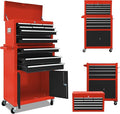 13-Drawer Rolling Tool Chest with Double Door, Extra Large Storage Cabinets with Tool Box, 2-in-1 Detachable Design, 600 lbs Capacity with Lockable Wheels for Garage, Mechanic & Home Use (Red＆Black)
