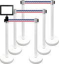 Retractable Stanchion, 6 SPECIALTY Posts + Signframe, 36" Ht, 78" Special Event & Holiday Theme Belt + Bonus Replacement Cassettes + Wall Receiver (WHT Post/July 4th Flag Belt)