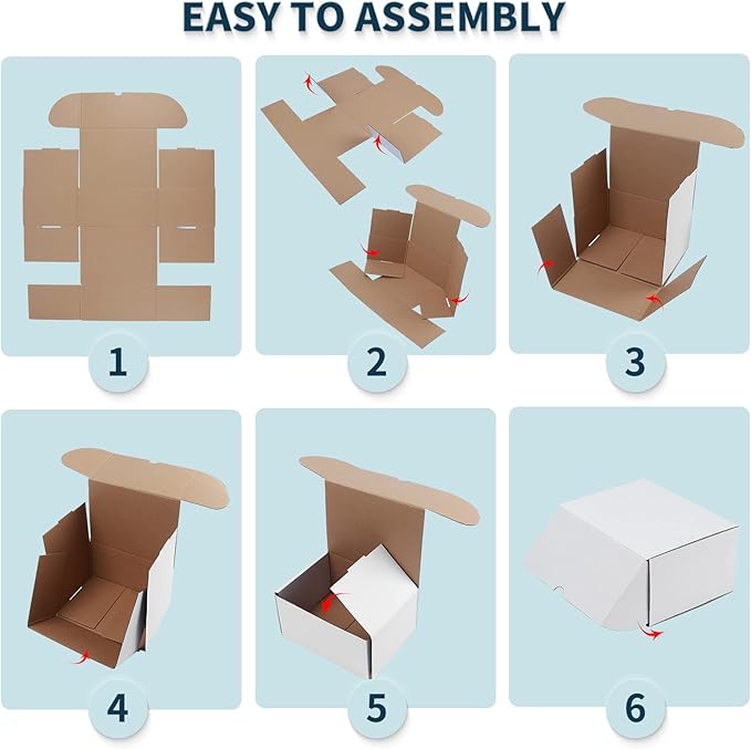 WIFTREY 8x6x4 Small Shipping Boxes 25 Pack for Mailing,Packing, White Corrugated Cardboard Boxes for Small Business