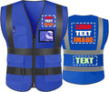 High Visibility Safety Reflective Vest with Pockets and Zipper Construction Hi Vis Work Vest(Royal Blue L)