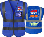 High Visibility Safety Reflective Vest with Pockets and Zipper Construction Hi Vis Work Vest(Royal Blue 3XL)