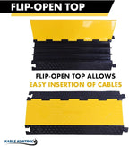 Kable Kontrol Atlas Cable Protector Wire Ramp - 3 Channel - 1 Pc - 35” Long Black & Yellow - 24000 Lbs Load Capacity - Rubber Speed Bump Wire Protector Cord Cover - CP9973