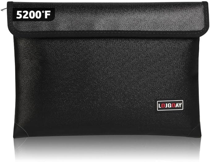 Fireproof Document Bag - with 5200°F Heat Insulated, Waterproof Fireproof Bag with Zipper, 8 Layers of Functional Materials, Fireproof Money Bag for Cash/Documents/Valuables, Fire bag 11"x7.7"