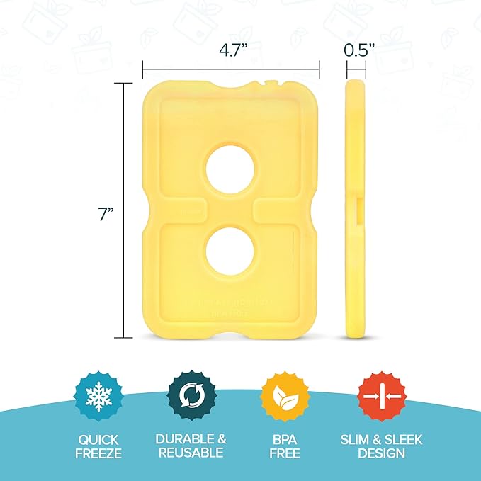 Healthy Packers Reusable Ice Packs for Lunch Boxes - Long Lasting Slim Freezer Packs, Thin Non-Toxic BPA-Free Hard Gel Ice Blocks for Coolers, Kids & Adults Lunch Bags, Travel, Camping, Food Storage