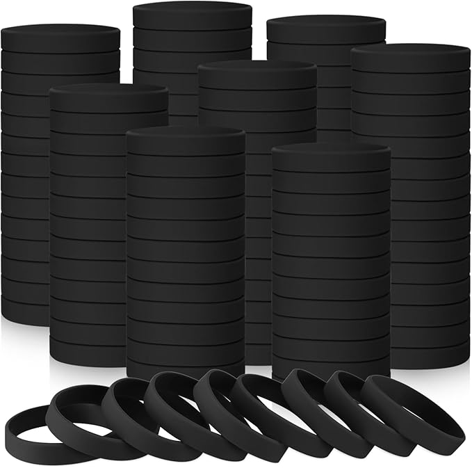 Liliful 100 Pcs Silicone Rubber Wristbands Rubber Wristband Bracelet Bands for Silicone Wristbands for Women Men(Black)