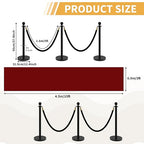 8Pcs Stainless Steel Stanchion Posts with 5ft Red Velvet Ropes - Crowd Control Barriers & Queue Line Kit with 26ft Red Carpet for Wedding, Party, Theater Supplies