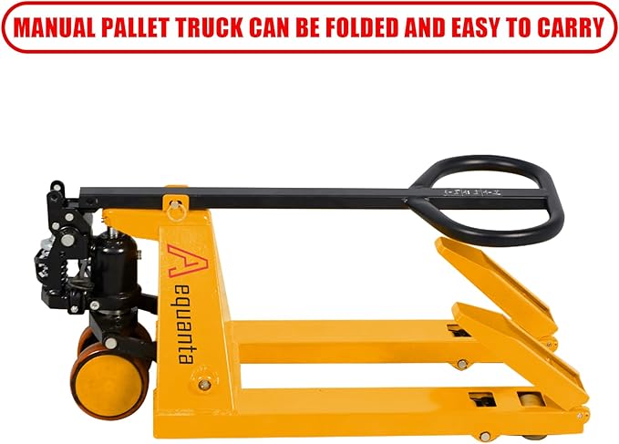 Mini Pallet Jack Truck, Foldable Hand Pallet Jacks with Foldable Forks and Handle, 2200 lbs Capacity Narrow Forks 31.5" L x15 W, Small Size Manual Pallet Jacks
