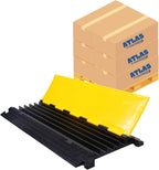 Kable Kontrol Atlas Cable Protector Wire Ramp - 5 Channel Bulk Wholesale Pallet – 10 Pcs - 35” Long Black & Yellow - 24000 Lbs Load Capacity - Rubber Speed Bump Wire Protector Cord Cover - CP9975