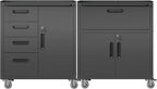 Metal Tool Cabinet,Garage Storage Cabinet System,Wall Cabinet & Locking Rolling Tool Cabinet with Doors and Adjustable Shelves,Steel Tool Cabinets for Home (2 Pcs-StyleF, Black)