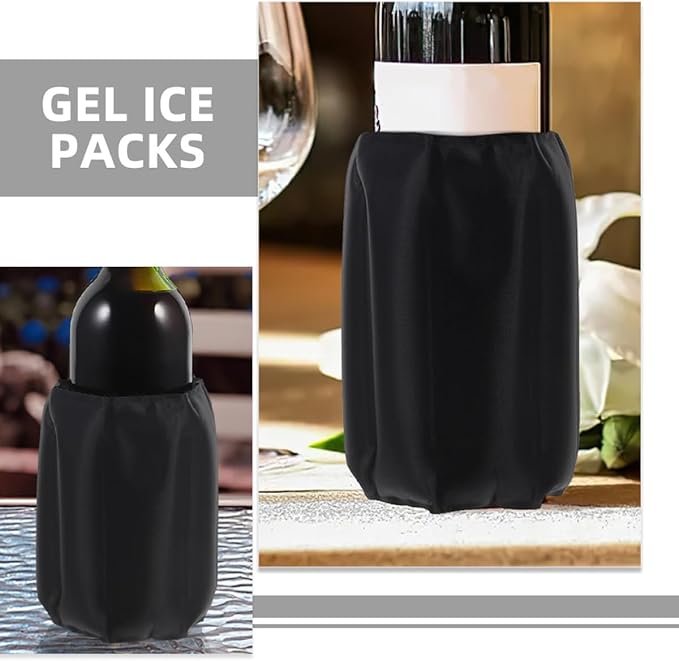 2Pcs Reusable Wine Cooler Sleeve Leakproof Insulated Gel Ice Packs for Wine and Beer Bottles Portable Bottle Cooler Bags for Camping and Outdoor Use