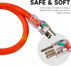 EP 15 Ft Lighted Outdoor Extension Cord - 10/3 SJTW Heavy Duty Orange Extension Cable with 3 Prong Grounded Plug for Safety, UL Listed
