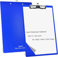 Legal Aluminum Clipboard Metal w/Stainless Hangable Pen Holder Writing Low Profile Large Clip Board 9" x 15.5" Message Tabletop for Lawers Office Business Workshop Factory Supplies (Blue, Legal)