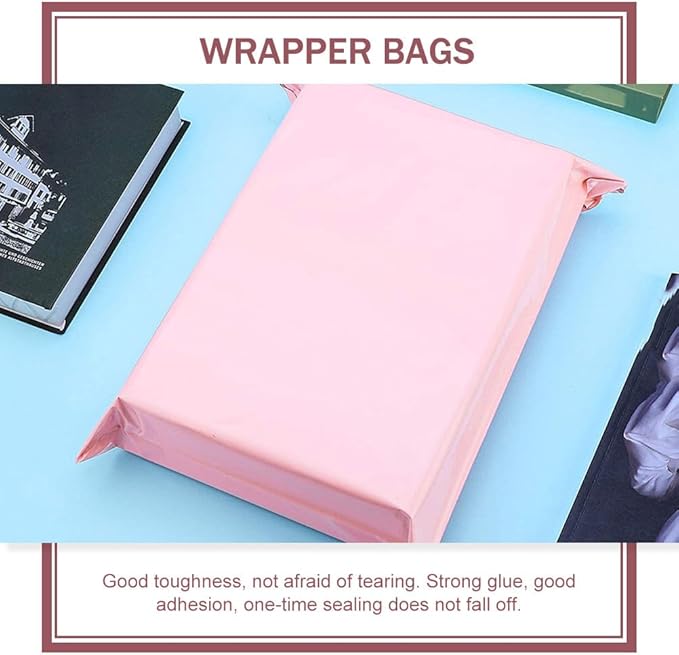 50 Pack Pink Poly Mailers, 10. 2x6. 7 Inches Plastic Self-adhesive Shipping Bags, Heavy Duty Packing Mailing Bags for Small Business