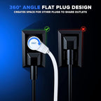 Maximm Cable 6 Ft 360° Rotating Flat Plug Extension Cord/Wire, 16 AWG Multi 3 Outlet Extension Wire, 3 Prong Grounded Wire - White - UL Certified