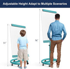 TSJ OFFICE Mobile Whiteboard Magnetic - 40 x 26 Inches Dry Erase Board on Wheel with Stand Flipchart Easel Height Adjustable,Blue
