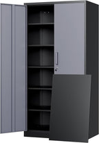 Yizosh Metal Storage Cabinet with Locking Doors and 5 Adjustable Shelves, 72" Garage Storage Cabinet Steel Lockable for Office,Home,Garage