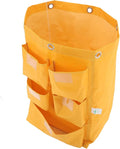 Beaupretty Waterproof Janitorial Cart Bag with 5 Pockets Heavy-Duty Canvas Cleaning Supply Storage Tote for Housekeeping Carts for Trash Collection