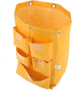Beaupretty Waterproof Janitorial Cart Bag with 5 Pockets Heavy-Duty Canvas Cleaning Supply Storage Tote for Housekeeping Carts for Trash Collection