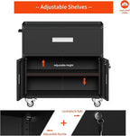 Metal Garage Storage Cabinet with Wheels ，Rolling Toolbox with Lockable Drawer, Utility Cabinet for Home, Office, Garage and Workshop (Black)