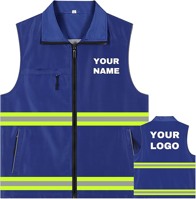 YOWESHOP Lightweight Zip-Up Safety Vest with Pockets for Outdoor Activities,Custom Logo Sleeveless Windbreaker