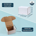 WIFTREY 6x4x4 Shipping Boxes 25 Pack for Small Business, White Small Corrugated Cardboard Boxes for Mailing, Packing, Shipping