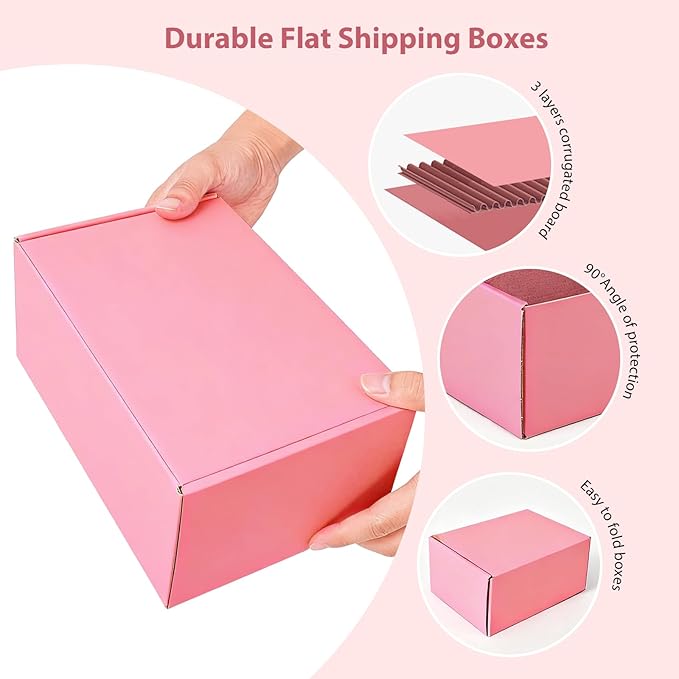 6x4x3 inches Shipping Boxes Set of 25, Small Corrugated Cardboard Box, Literature Mailer, Gift Boxes (Pink, 6x4x3)