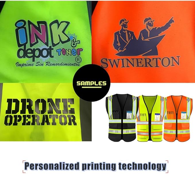 YOWESHOP High Reflective Visibility Safety Vest Custom Your Logo Safety Workwear with Reflective Strips and Pockets