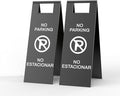 2-Pack No Parking Sign, stainless steel,24 Inch Height, Double Sided A-Shaped Frame No Parking Sign, Folding No Parking Signs for Outside, Lawn, Driveway, Garage, Yard, Fire Lane