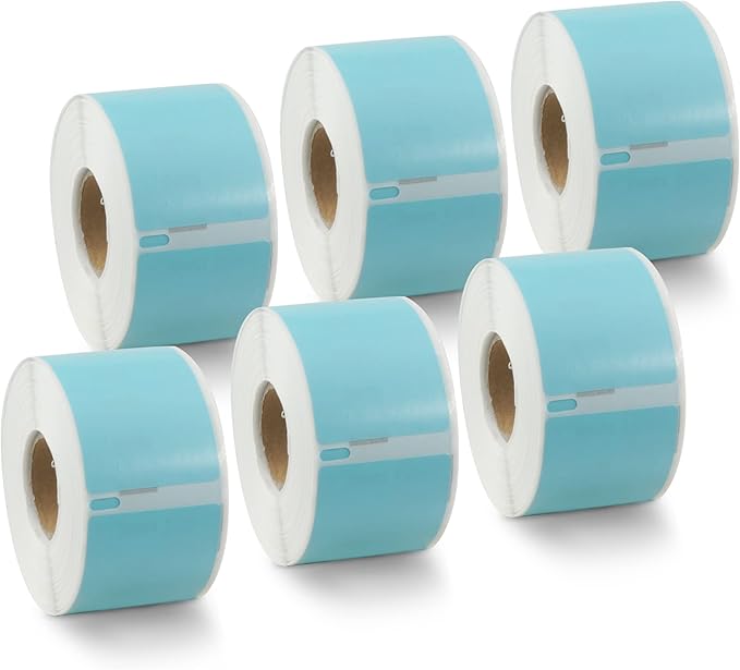 BETCKEY Colored Labels Compatible with Dymo 30321 (1-4/10" x 3-1/2") Large Address Labels, Compatible for Dymo LabelWriter Thermal 450, 4XL & Zebra Desktop Printers [6 Rolls, 1560 Labels, Light Blue]