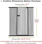 Lumizone Extra Tall Cat Gate 55.12" High Pressure Mounted Extra Wide 2025 New (17 Sizes) 1.37" Gap No Drilling Auto-Close One-Handed Operation Tall Pet Gate for Dogs(Black, 55.12" H x 50.98"-55.11" W)